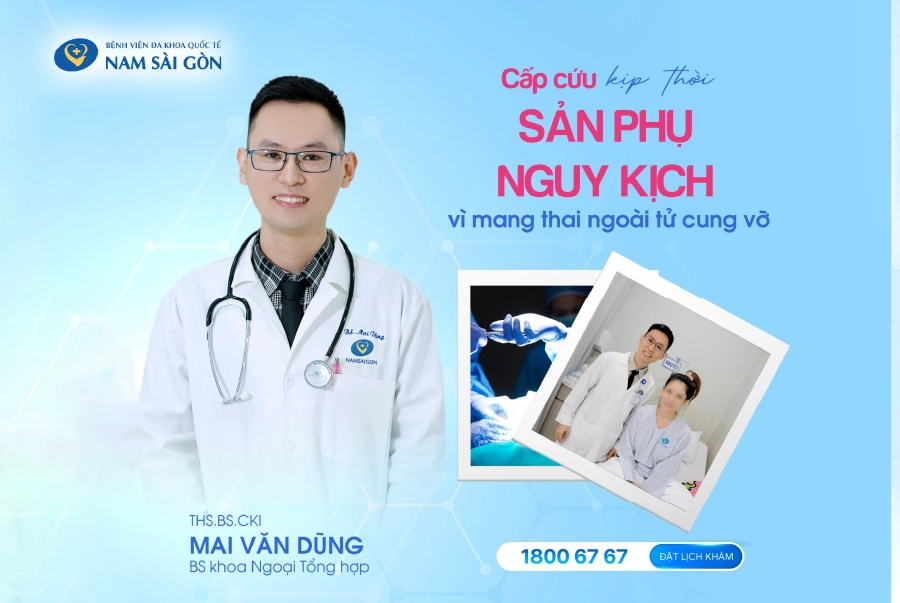 CẤP CỨU KỊP THỜI NGƯỜI PHỤ NỮ NGUY KỊCH VÌ THAI NGOÀI TỬ CUNG BỊ VỠ