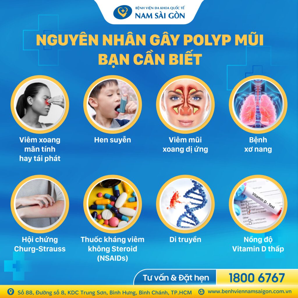 bị polyp mũi polyp bên trong lỗ mũi bình thường