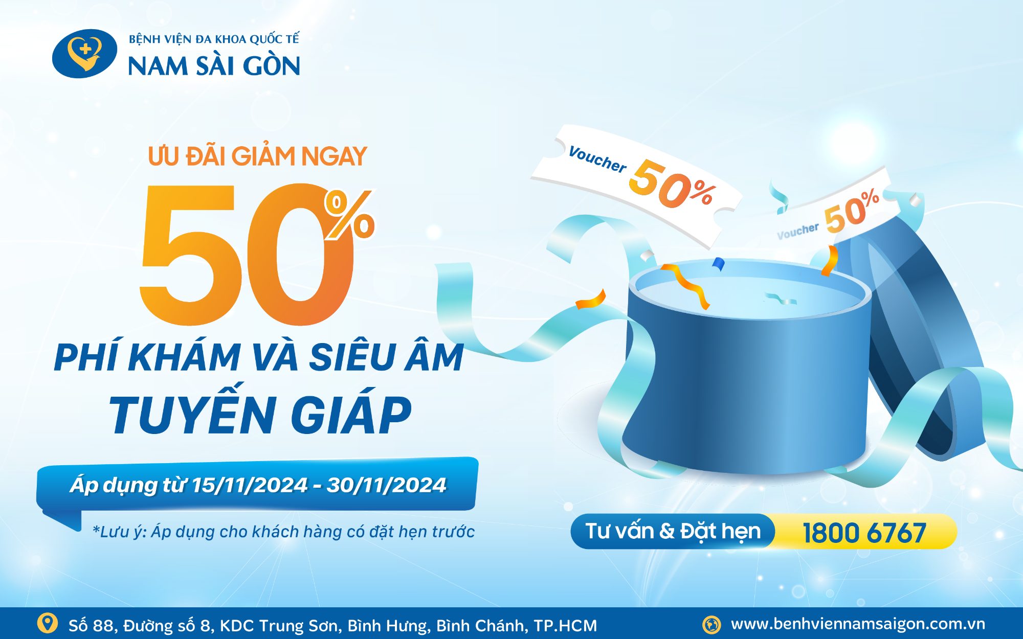 ƯU ĐÃI GIẢM 50% PHÍ KHÁM VÀ SIÊU ÂM TUYẾN GIÁP