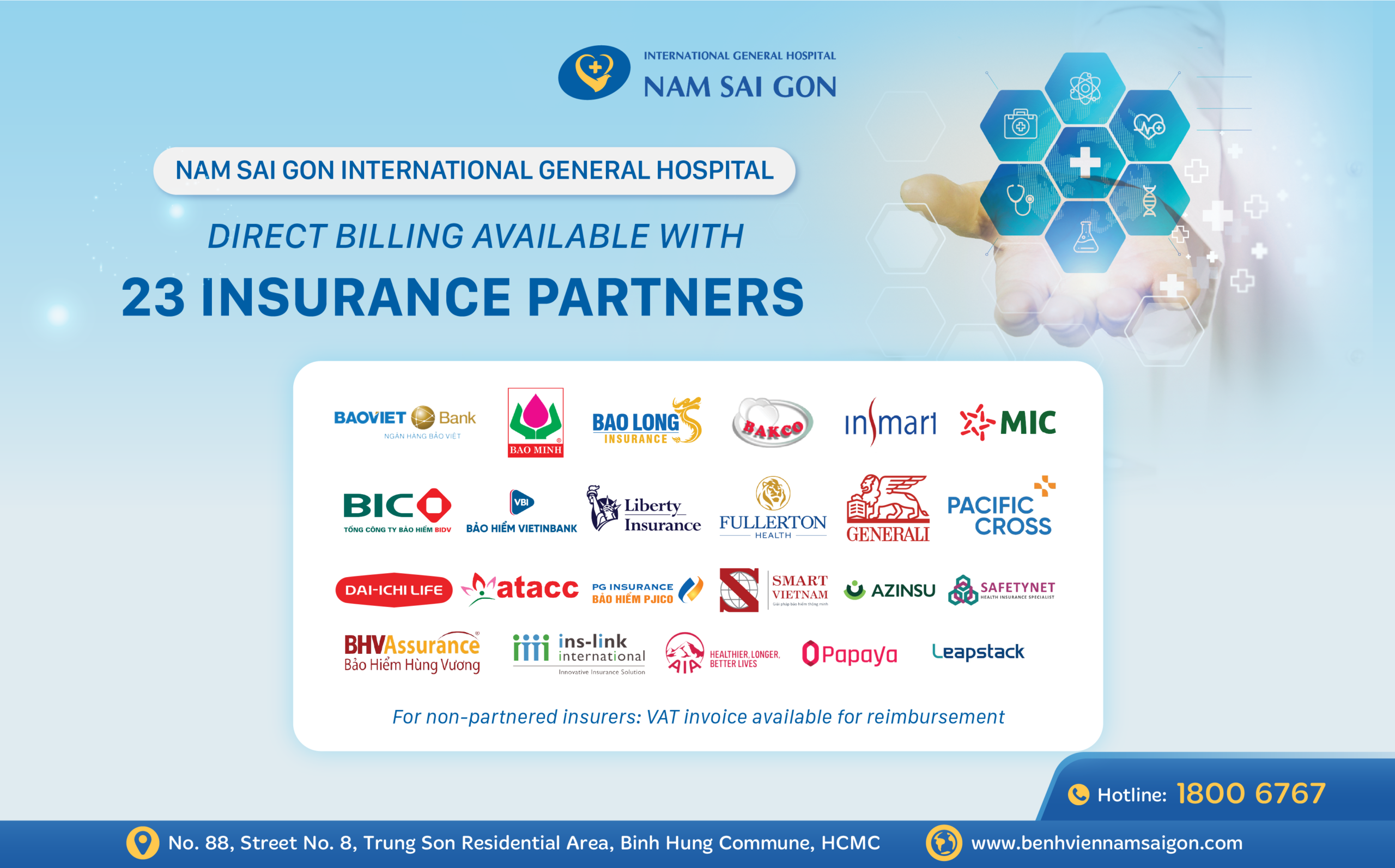 NAM SAI GON INTERNATIONAL GENERAL HOSPITAL OFFERS DIRECT BILLING WITH 23 PRIVATE HEALTH  INSURANCE PROVIDERS
