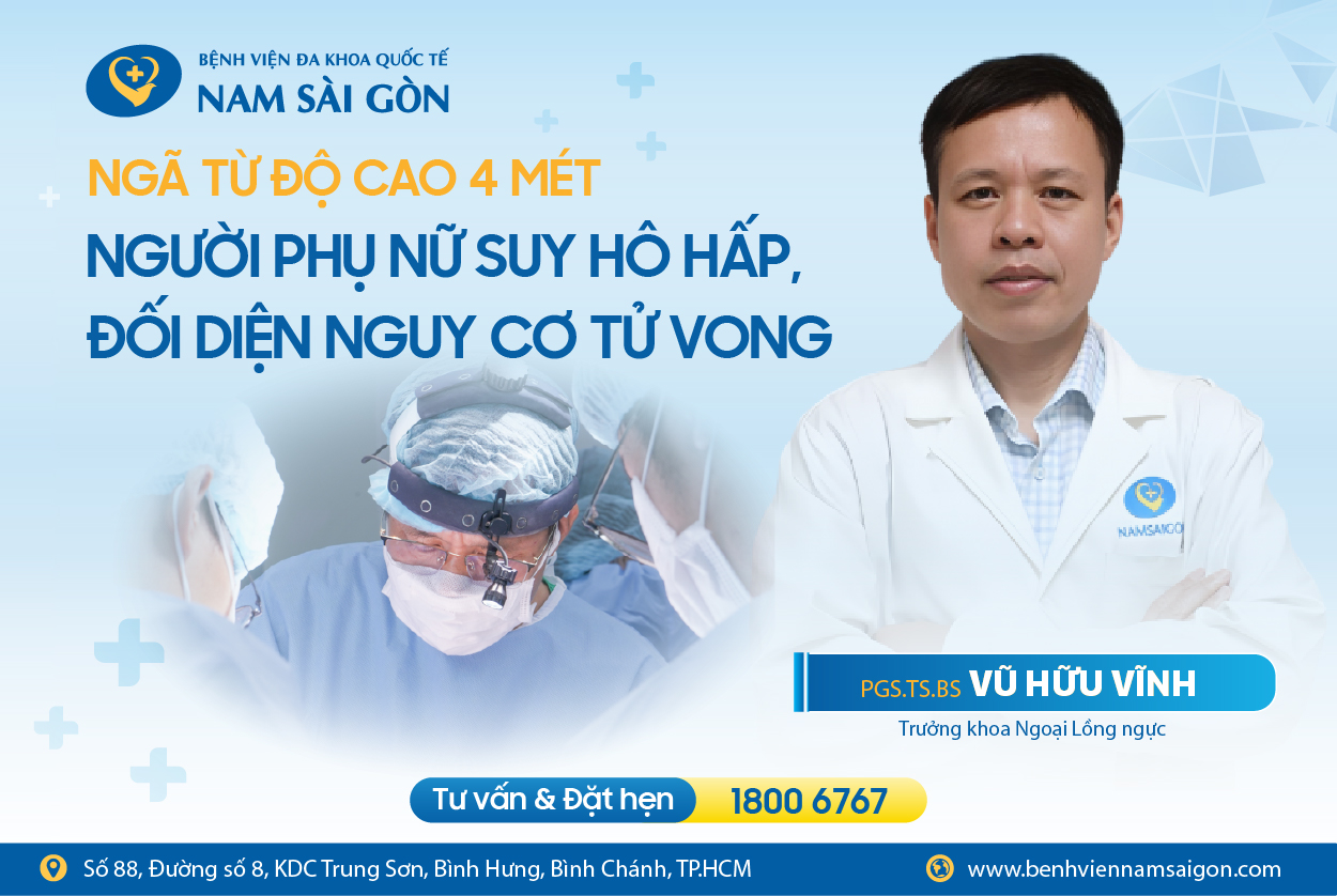 NGÃ TỪ ĐỘ CAO 4 MÉT – NGƯỜI PHỤ NỮ SUY HÔ HẤP, ĐỐI DIỆN NGUY CƠ TỬ VONG