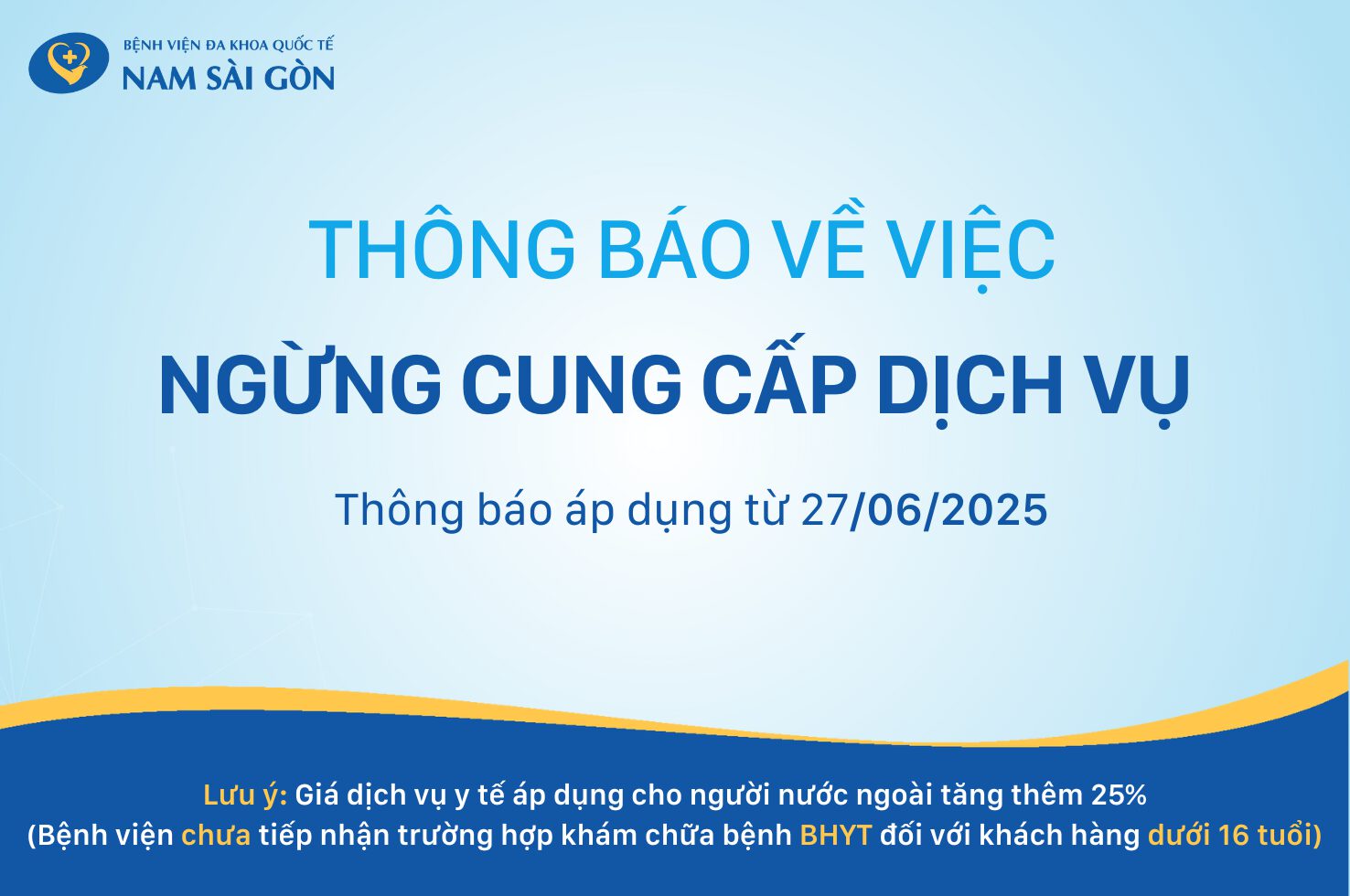THÔNG BÁO VỀ VIỆC NGỪNG CUNG CẤP DỊCH VỤ TỪ 27-06-2025