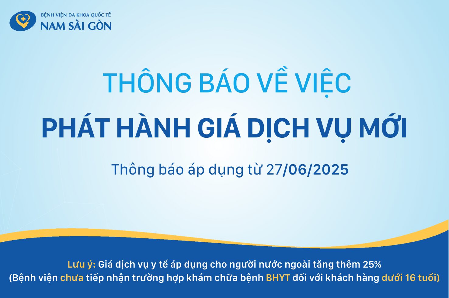 THÔNG BÁO VỀ VIỆC PHÁT HÀNH GIÁ DỊCH VỤ MỚI TỪ 27-06-2025