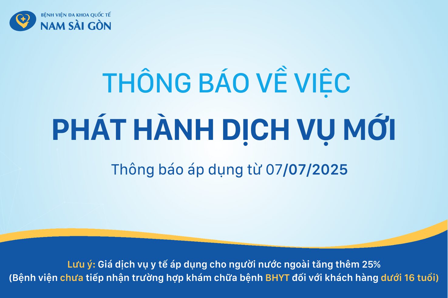 THÔNG BÁO VỀ VIỆC PHÁT HÀNH DỊCH VỤ MỚI TỪ 07-07-2025