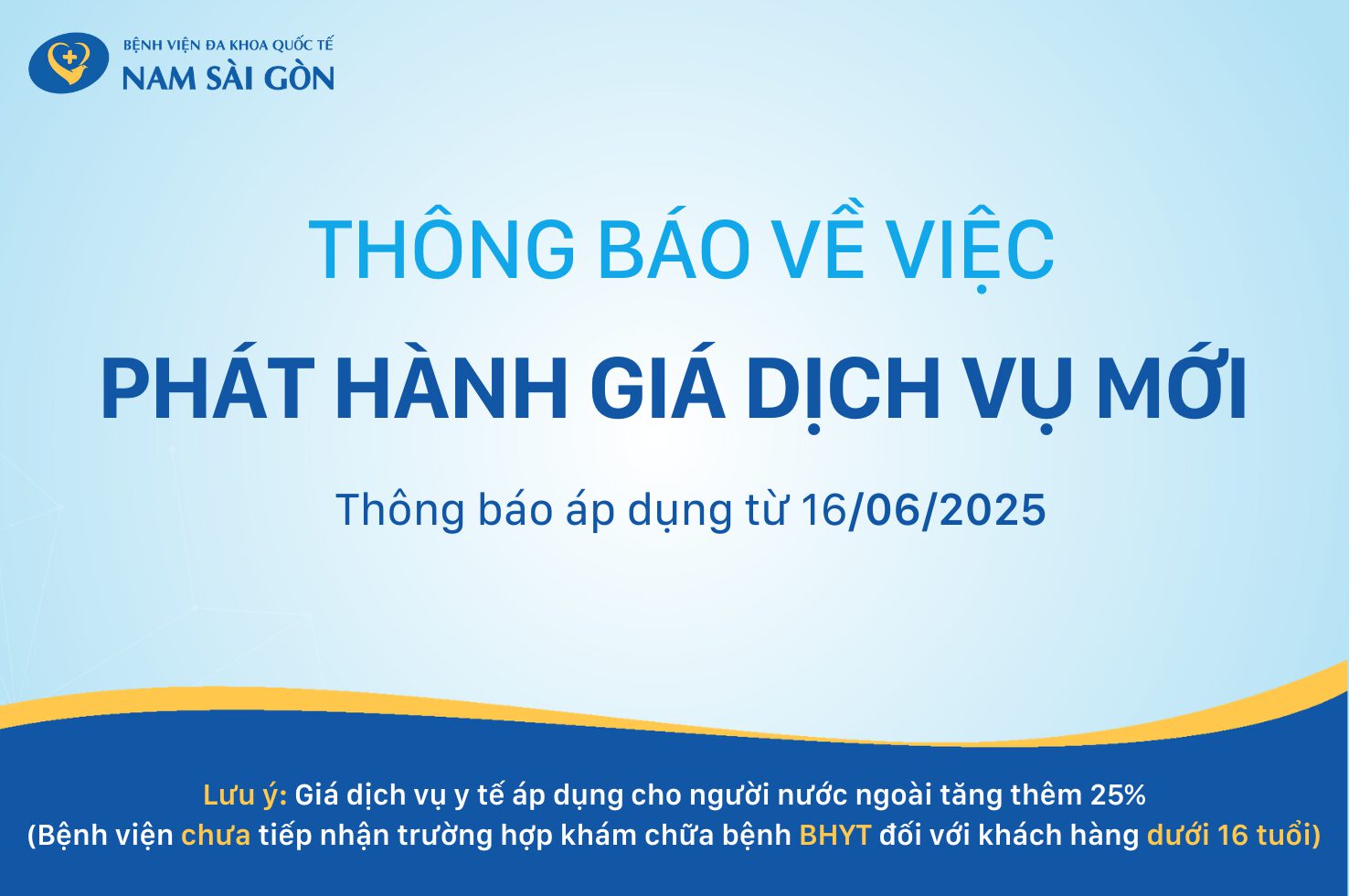 THÔNG BÁO VỀ VIỆC PHÁT HÀNH GIÁ DỊCH VỤ MỚI TỪ 16-06-2025
